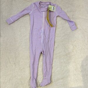 Primary - 100% Organic Cotton long sleeve purple/white Onesie. New with tags.